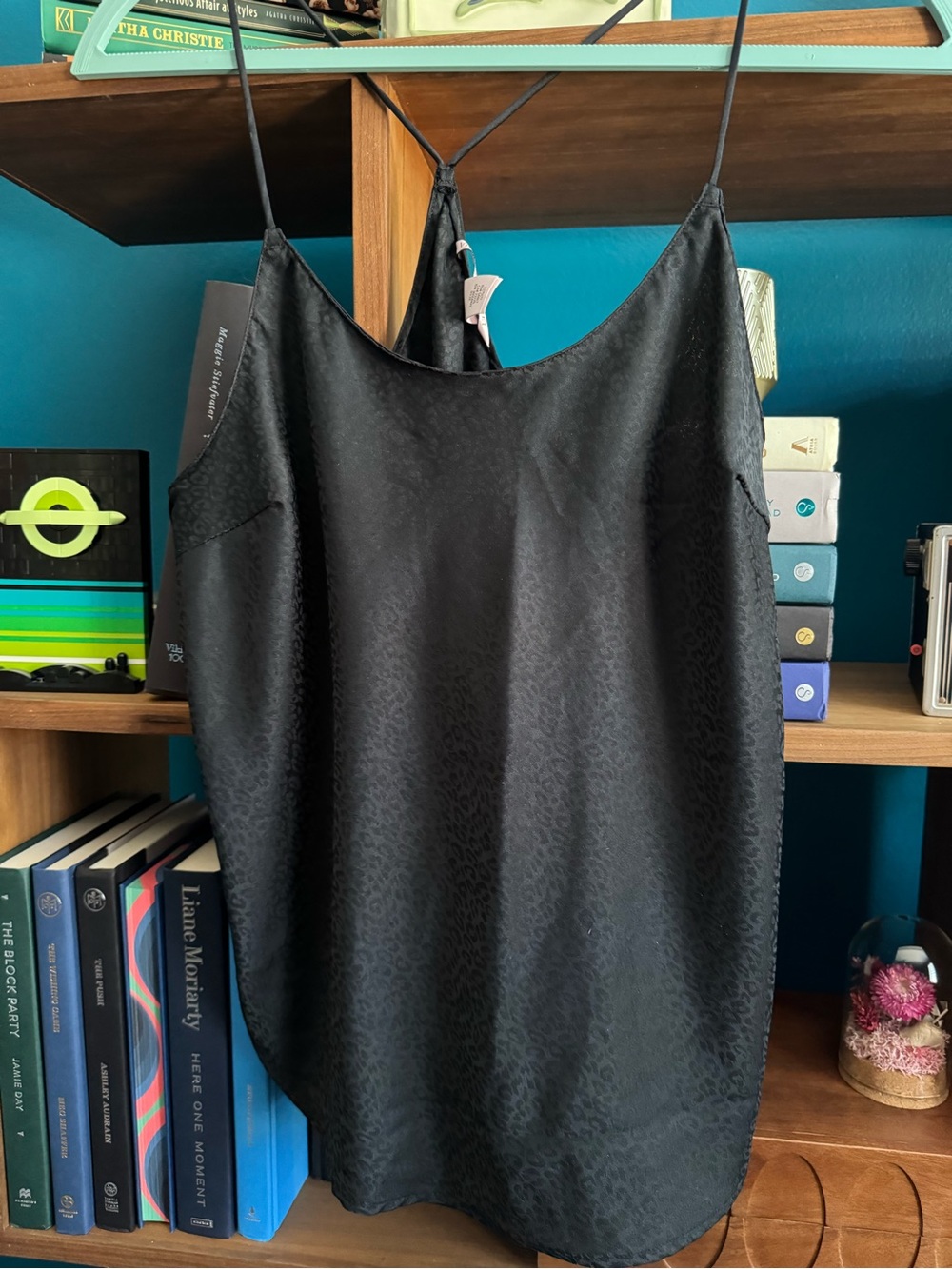 Victoria's Secret Black Satin Leopard-Jacquard Cami